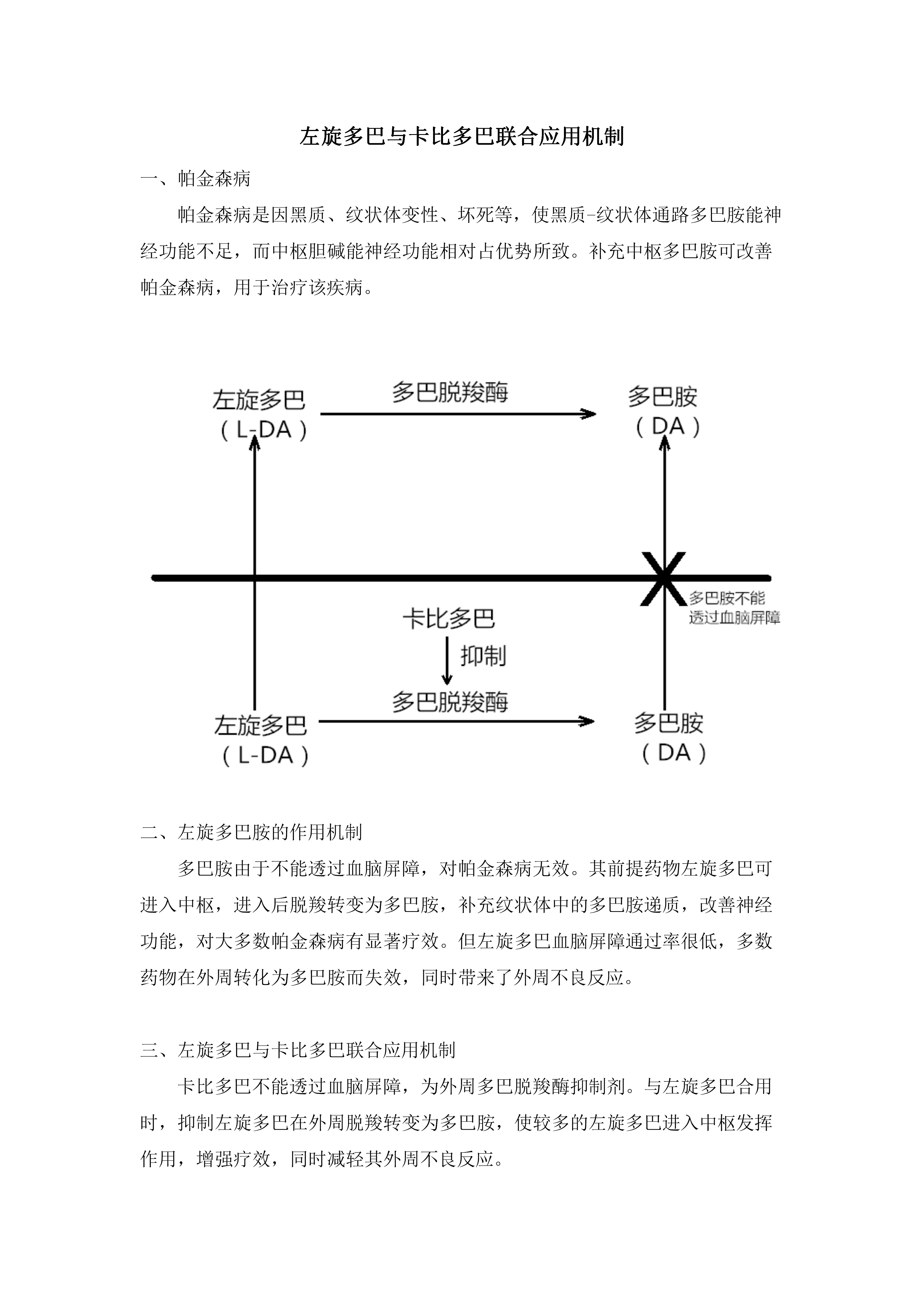 左旋多巴与卡比多巴联合应用机制